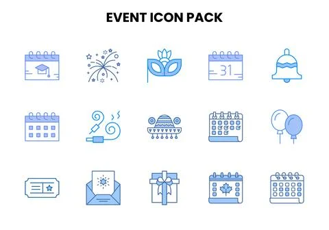 Event Two Colour Scalable Icons Pack 스톡 일러스트