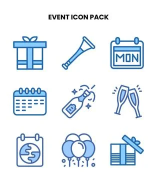 Event Two Colour Vector Icons Pack Stock Illustration