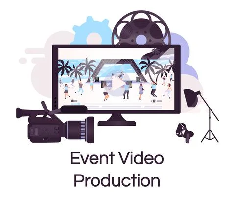 Event video production flat concept icon Illustrazione stock