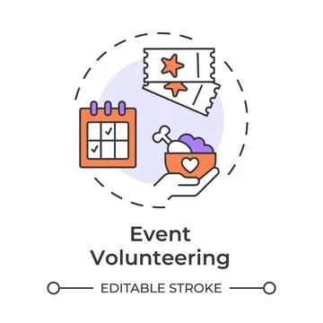 Event volunteering multi color concept icon Stock Illustration