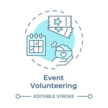 Event volunteering soft blue concept icon Stock Illustration