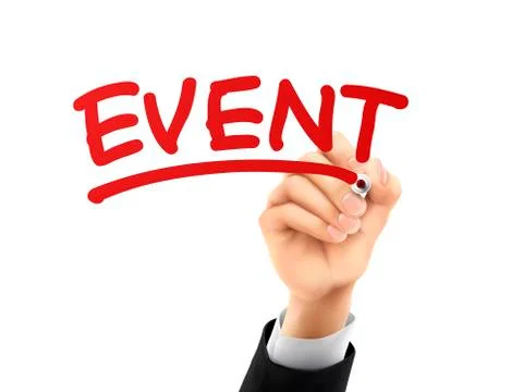 Event written by 3d hand Illustrazione stock