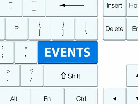 Events blue keyboard button 스톡 일러스트