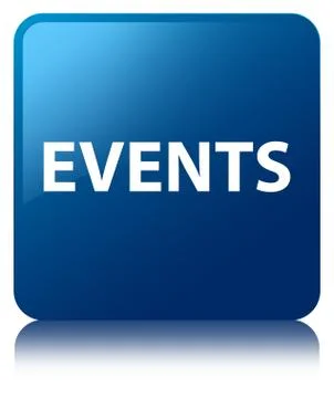 Events blue square button Illustrazione stock