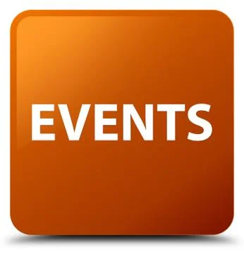 Events brown square button Stock Illustration