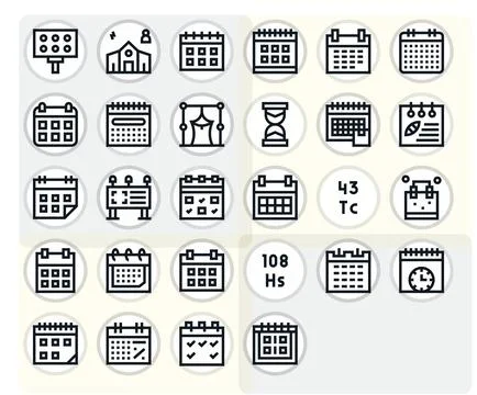 Events Essential Vector Set including 28 Editable Bold Line High Resolution.. Stock Illustration