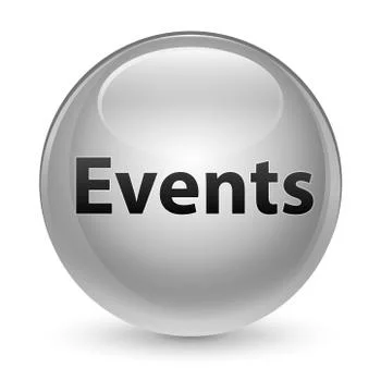 Events glassy white round button Stock Illustration