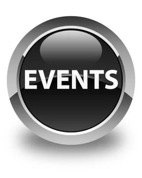 Events glossy black round button Stock Illustration