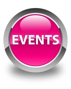 Events glossy pink round button Stock Illustration