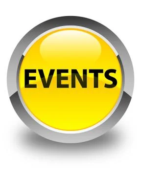 Events glossy yellow round button Stock Illustration