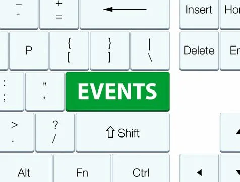 Events green keyboard button Stock Illustration