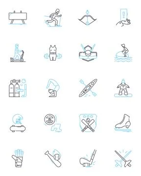 Events linear icons set. Celebration, Ceremony, Gathering, Festivity, Convention Stock Illustration