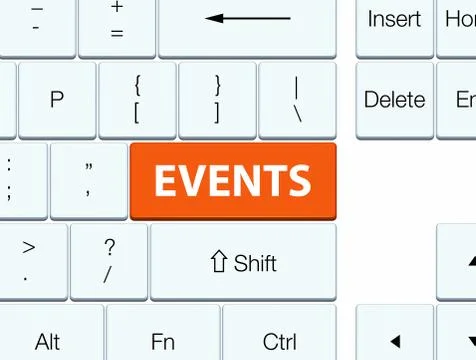 Events orange keyboard button Stock Illustration