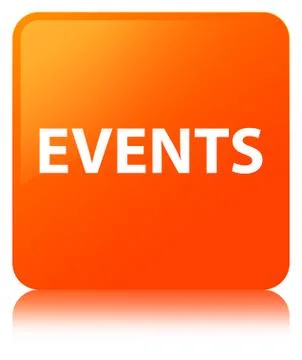 Events orange square button Stock Illustration