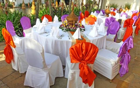Events preparation for dinner, table appointment Stock Photos