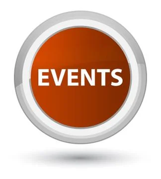 Events prime brown round button Stock Illustration