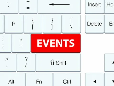 Events red keyboard button Stock Illustration