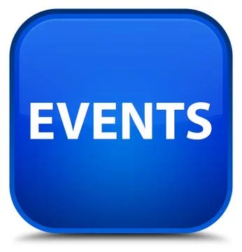 Events special blue square button Stock Illustration