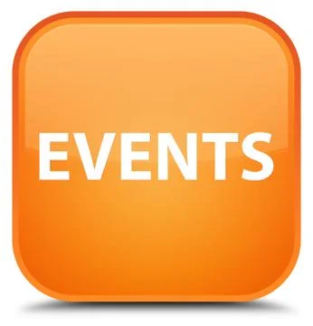 Events special orange square button Stock Illustration