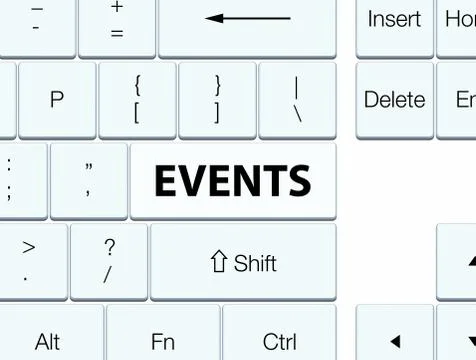 Events white keyboard button Illustrazione stock
