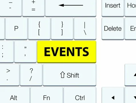 Events yellow keyboard button Stock Illustration