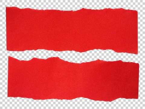 Everal pieces of red torn-edge sticky notes isolated on transparent backgroun Stock Photos
