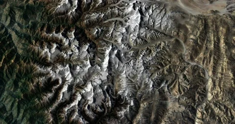 Everest east to west map with 3d relief 4K satellite ground top height Stock Footage 218974658