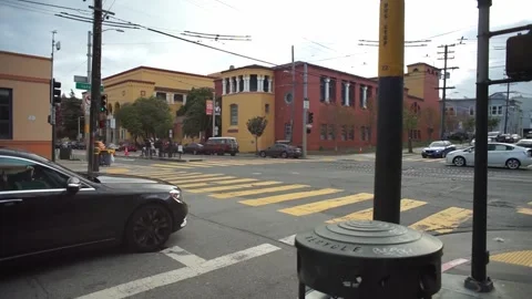 Everett Middle School during rush hour, San Francisco Stock Footage 241194019