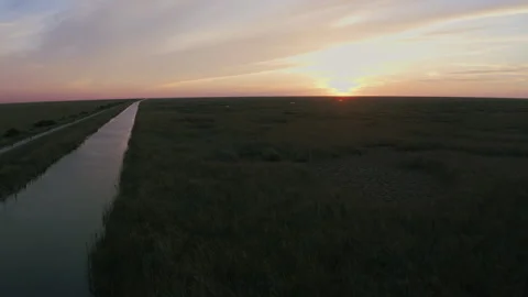 Everglades, Aerial Sunset Stock Footage 130820029