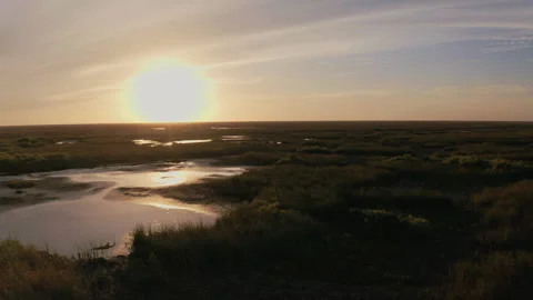 Everglades, Aerial Sunset Stock Footage 130820174