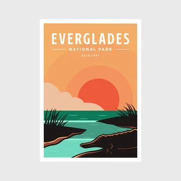 Everglades National Park poster vector illustration design Ilustración de archivo