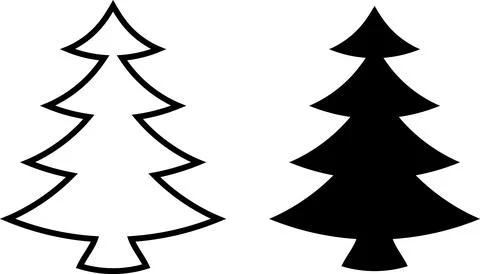 Evergreen Christmas Tree Icon. Pine Tree Symbol Black Template Illustration Illustrazione stock