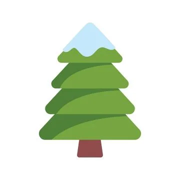 Evergreen coniferous tree covered with snow in wintertime Stock Illustration