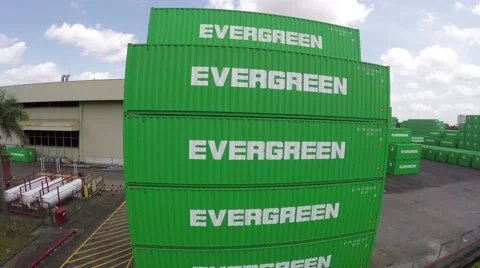 Evergreen Container Stacks Stock Footage 64272866