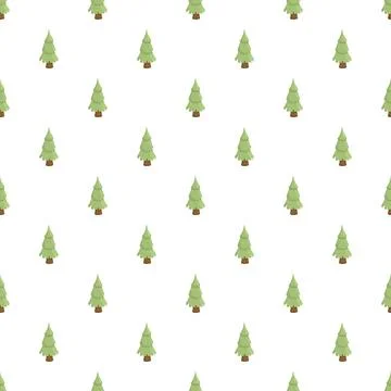 Evergreen fir tree seamless pattern on white background Illustrazione stock
