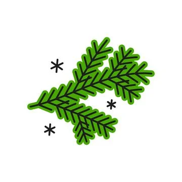 Evergreen pine tree green branch Christmas icon Illustrazione stock
