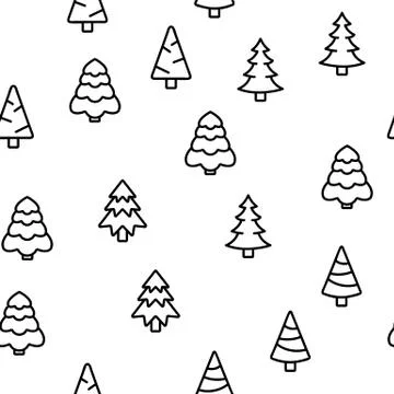 Evergreen Pine Tree Vector Seamless Pattern 库存插图