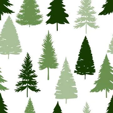 Evergreen trees christmas seamless pattern, winter wallpaper Illustrazione stock