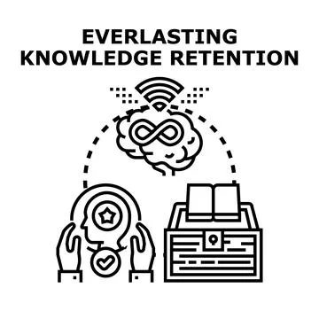 Everlasting knowledge retention process icon symbolizing education Illustrazione stock