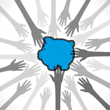 Every hand try to save money concept vector Stock Illustration
