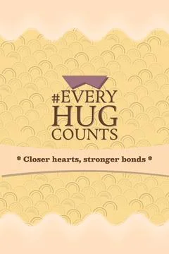 EVERY HUG COUNTS typography in fall deep cinnamon tones with wave edge fill deco Stock Illustration