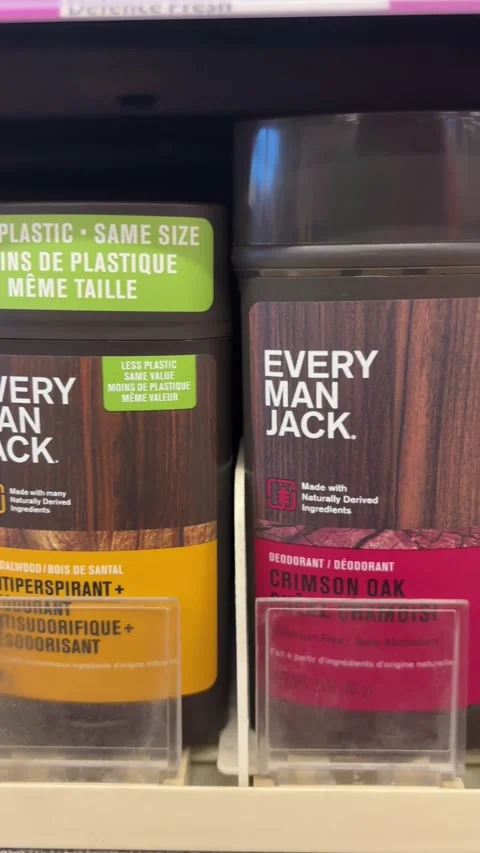Every Man Jack deodorant on a store shelf Video stock 313554361