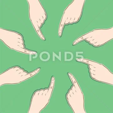 Every men pointed finger to single object , concept design Stock Illustration