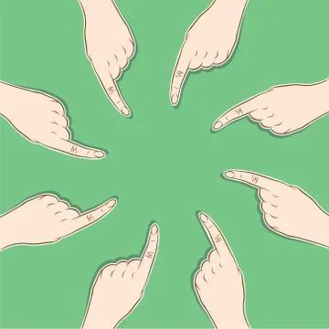 Every men pointed finger to single object , concept design Ilustración de archivo