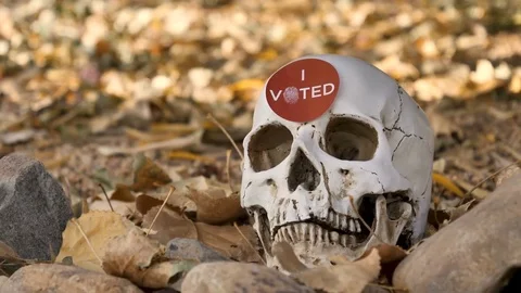 Every vote counts-human skull with I voted sticker-4k-truck left Stock Footage 81800749