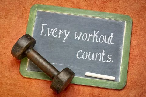 Every workout counts every workout counts, motivational sign - white chalk... 写真素材