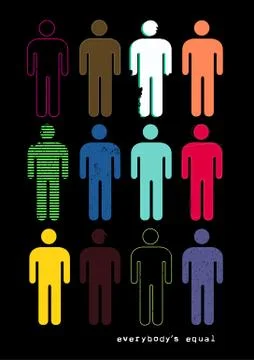 Everybody's equal with figures in different styles Stock Illustration