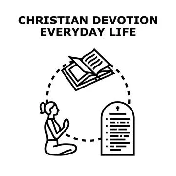 Everyday christian devotion with prayer and scripture Stock Illustration