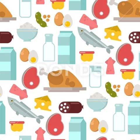 Meat seamless pattern products background Vector Image