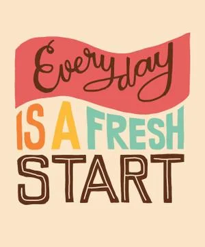 Everyday is a fresh start word lettering Illustrazione stock